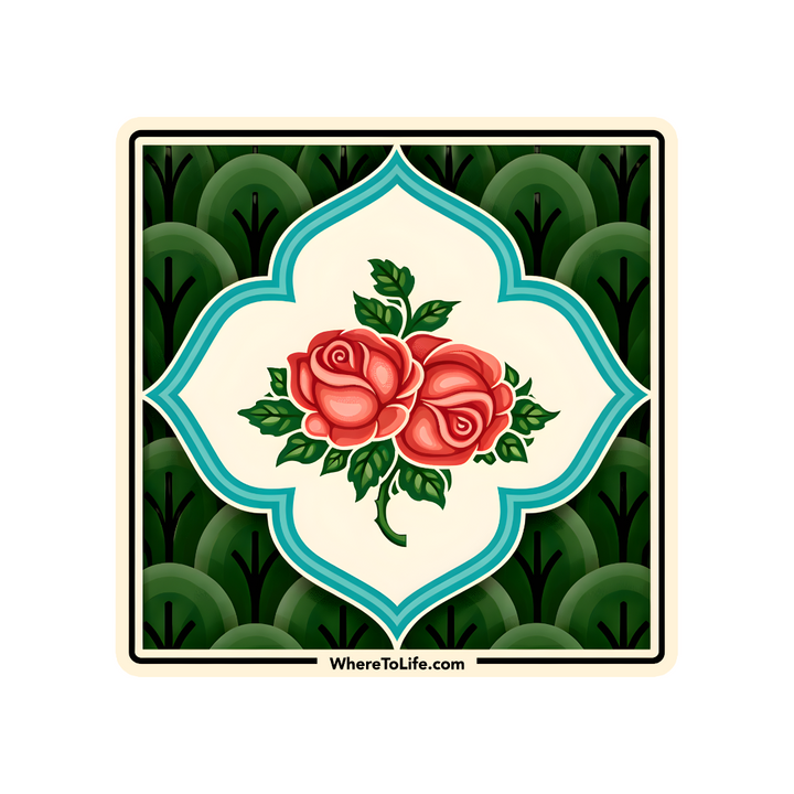 WhereTo Sticker - Tile Rose Green