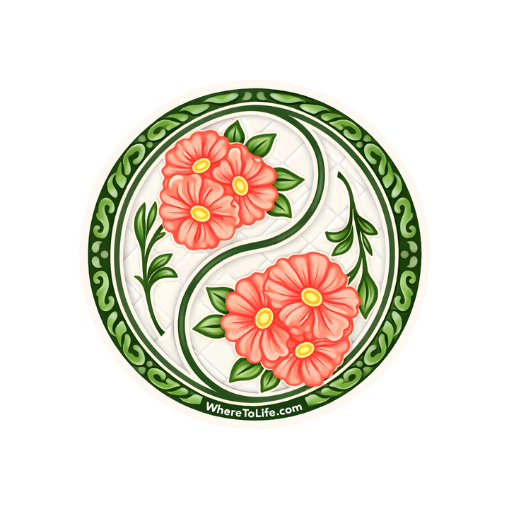 WhereTo Sticker - Tile YinYang Flowers