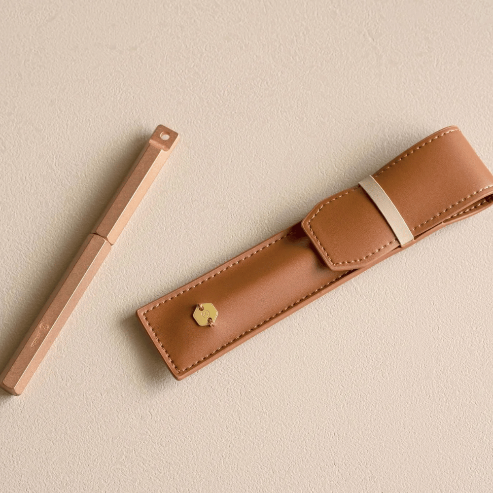 Ystudio Classic Reflect-1 Pen Pouch - Caramel