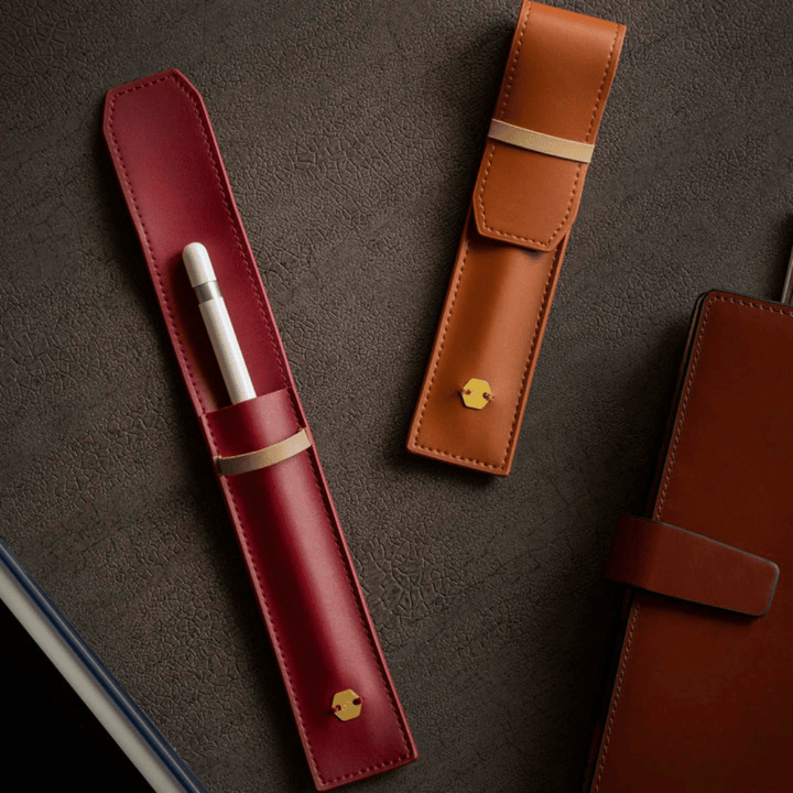 Ystudio Classic Reflect-1 Pen Pouch - Red &amp; Caramel