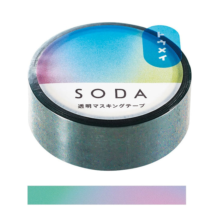 Hitotoki Soda Transparent Masking Tape Aurora — roll front
