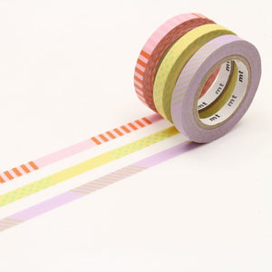 MT Slim 6mm Washi Tape Set Deco A, MT Tape, Washi Tape, mt-slim-deco-a-washi-tape-set-of-3-mtslim16, For Crafters, Green, Red, washi tape, Yellow, Cityluxe