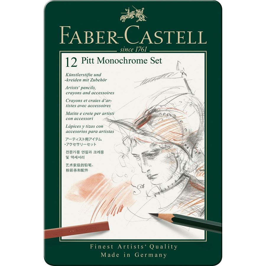 Faber-Castell PITT Monochrome Set of 12, Faber-Castell, Pencil, faber-castell-pitt-monochrome-set-of-12, Charcoal Pencils, Cityluxe