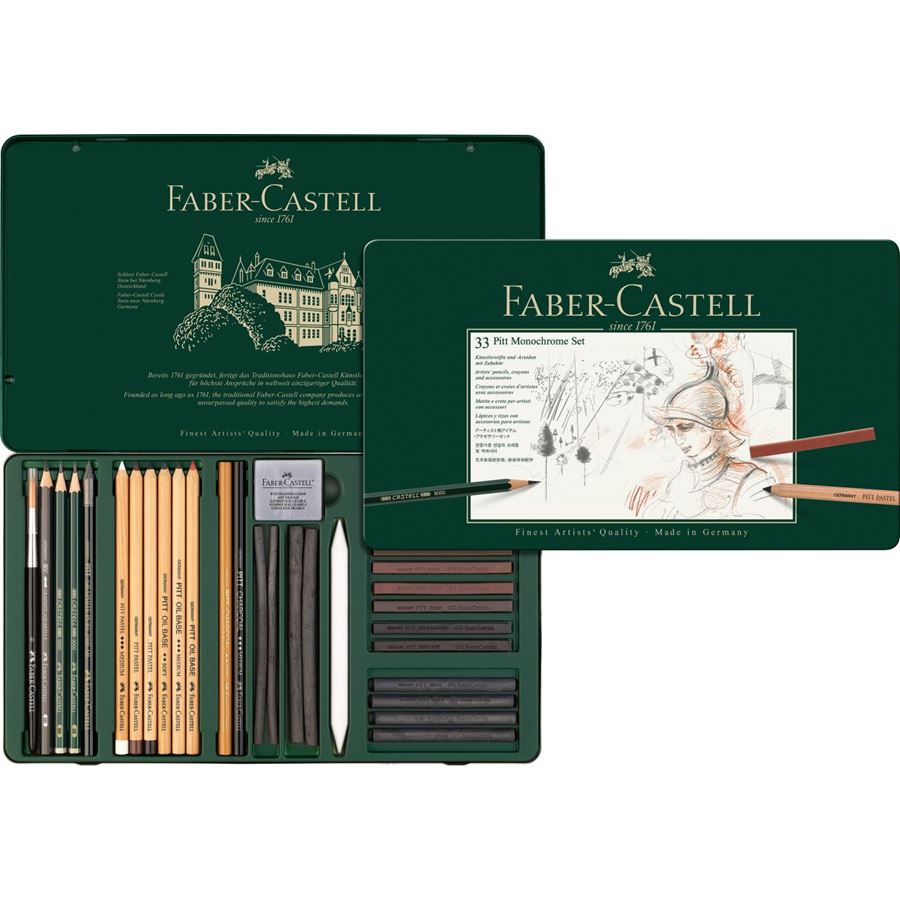 Faber-Castell PITT Monochrome Set of 33, Faber-Castell, Pencil, faber-castell-pitt-monochrome-set-of-33, Charcoal Pencils, Cityluxe