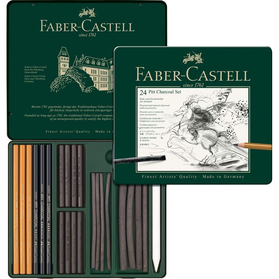 Faber-Castell PITT Charcoal Set of 24, Faber-Castell, Pencil, faber-castell-pitt-charcoal-set-of-24, , Cityluxe