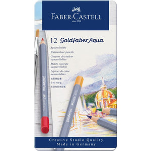 Faber-Castell Goldfaber Aqua Watercolour Pencil Tin of 12, Faber-Castell, Colour Pencil, faber-castell-goldfaber-aqua-watercolour-pencil-tin-of-12, , Cityluxe