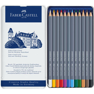 Faber-Castell Goldfaber Aqua Watercolour Pencil Tin of 12, Faber-Castell, Colour Pencil, faber-castell-goldfaber-aqua-watercolour-pencil-tin-of-12, , Cityluxe