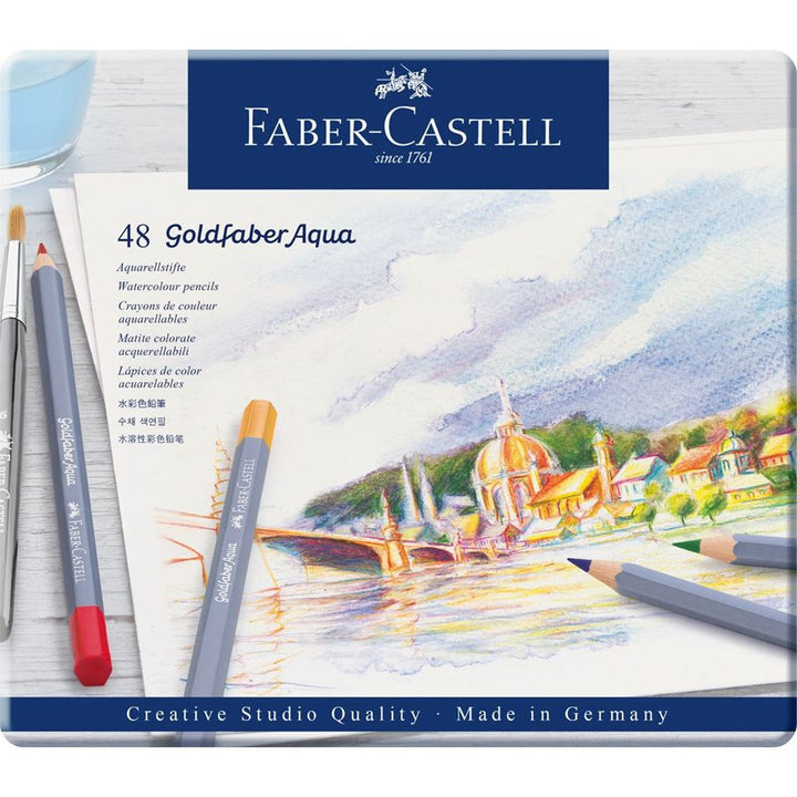 Faber-Castell Goldfaber Aqua Watercolour Pencil Tin of 48 — capped