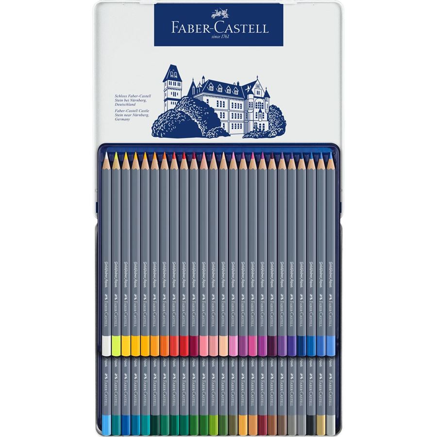 Faber-Castell Goldfaber Aqua Watercolour Pencil Tin of 48, Faber-Castell, Colour Pencil, faber-castell-goldfaber-aqua-watercolour-pencil-tin-of-48, , Cityluxe