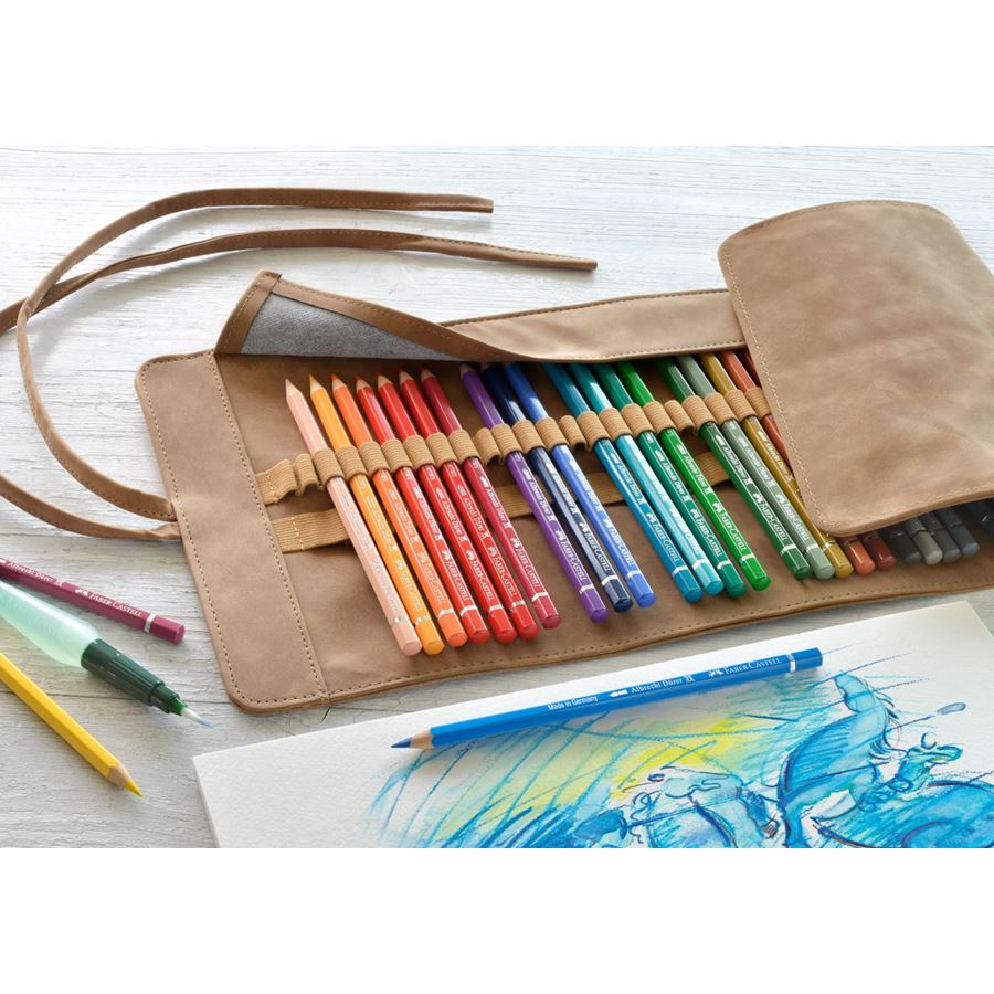 Faber-Castell Polychromos Artist Watercolour Pencil Roll Set — angle view