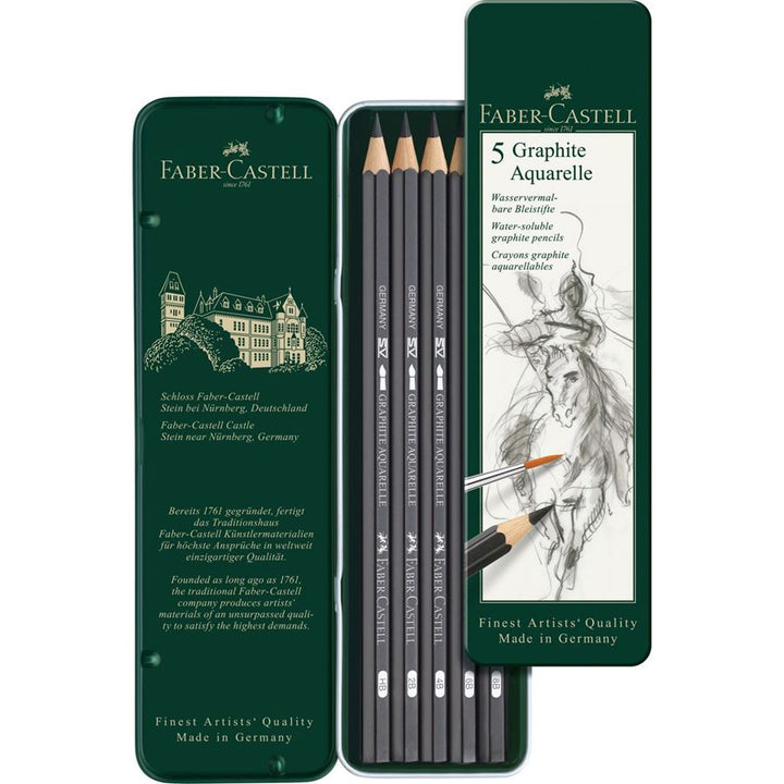Faber-Castell Graphite Aquarelle Pencil Set of 5, Faber-Castell, Pencil, faber-castell-graphite-aquarelle-pencil-set-of-5, , Cityluxe