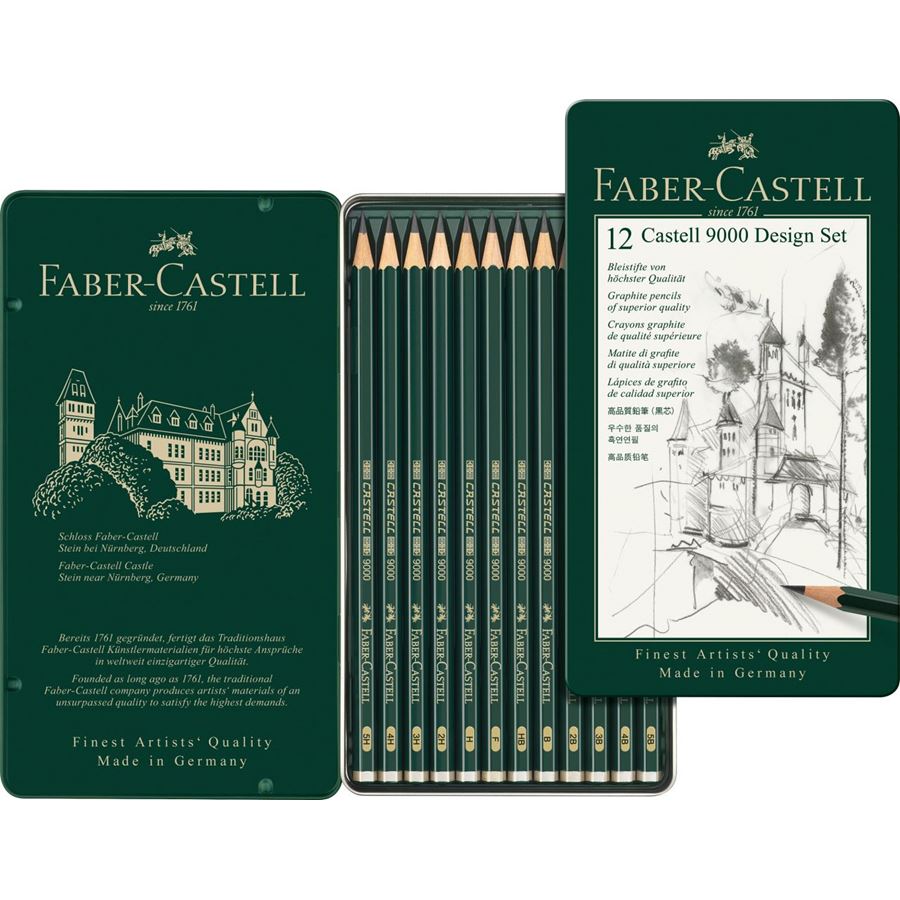 Faber-Castell Castell 9000 Graphite Pencil Design Set of 12, Faber-Castell, Pencil, faber-castell-castell-9000-graphite-pencil-design-set-of-12, Drawing, Cityluxe