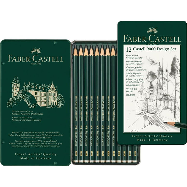 Faber-Castell Castell 9000 Graphite Pencil Design Set of 12, Faber-Castell, Pencil, faber-castell-castell-9000-graphite-pencil-design-set-of-12, Drawing, Cityluxe