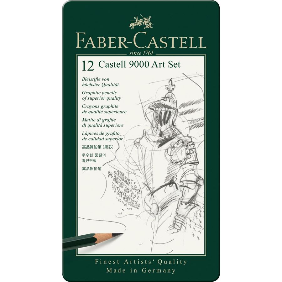 Faber-Castell Castell 9000 Graphite Pencil Art Set of 12, Faber-Castell, Pencil, faber-castell-castell-9000-graphite-pencil-art-set-of-12, Drawing, Cityluxe