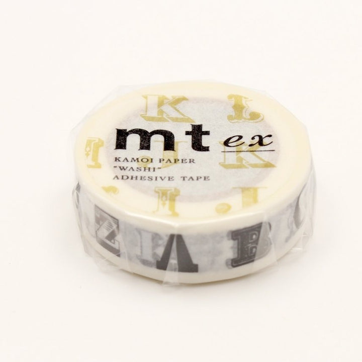 MT EX Washi Tape - Alphabet Black R — applied on surface