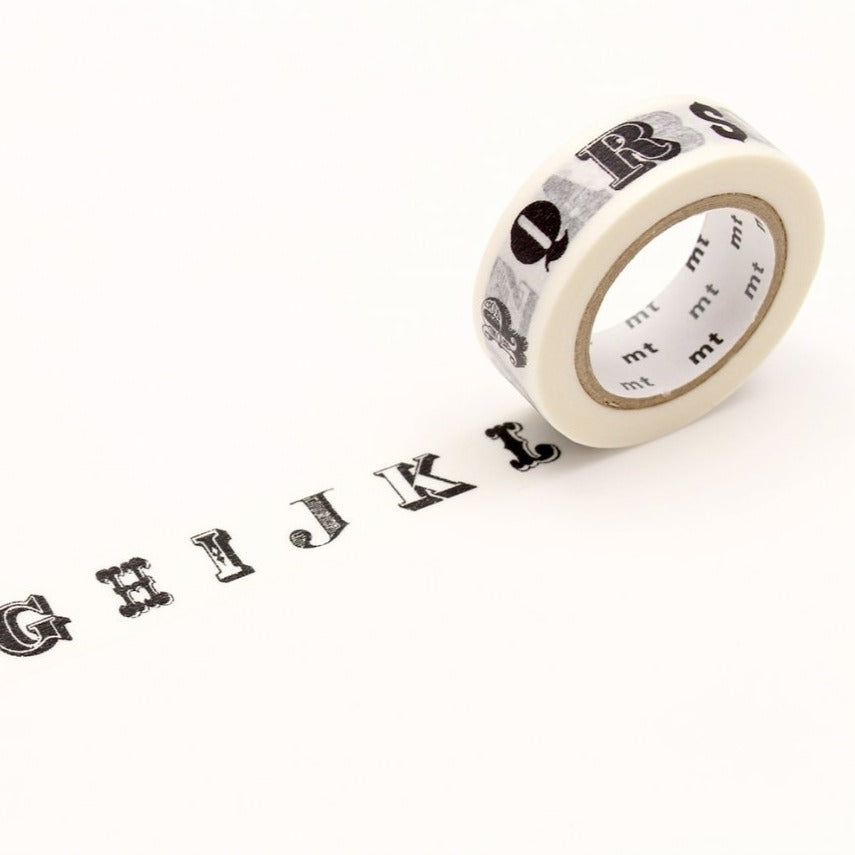 MT EX Washi Tape - Alphabet Black R — pattern detail