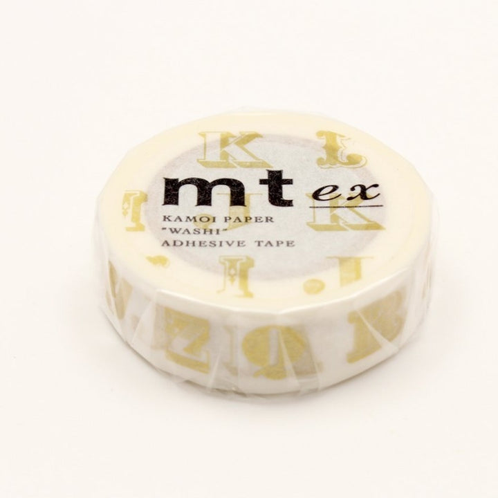 MT EX Washi Tape - Alphabet Gold R — applied on surface