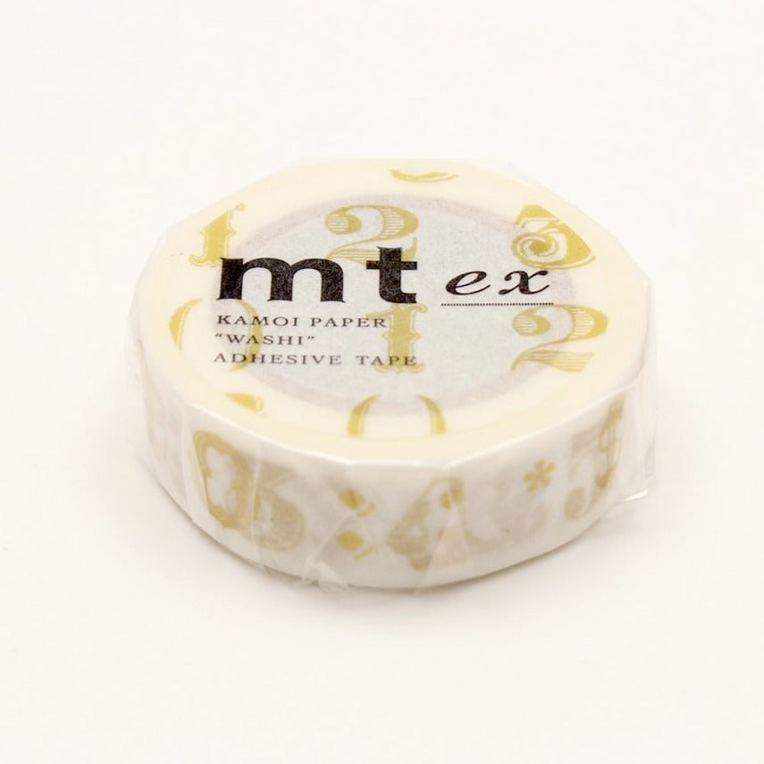 MT EX Washi Tape - Number / Symbol Gold — applied on surface