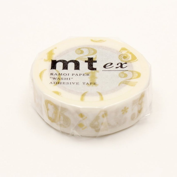 MT EX Washi Tape - Number / Symbol Gold — applied on surface
