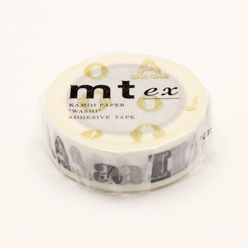 MT EX Washi Tape Vowel Black, MT Tape, Washi Tape, mt-ex-vowel-black-washi-tape-mtex1p46, dc, For Crafters, Monochrome, MT EX, Qty, washi tape, Cityluxe