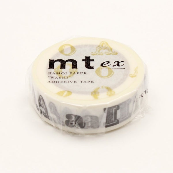 Load image into Gallery viewer, MT EX Washi Tape Vowel Black, MT Tape, Washi Tape, mt-ex-vowel-black-washi-tape-mtex1p46, dc, For Crafters, Monochrome, MT EX, Qty, washi tape, Cityluxe
