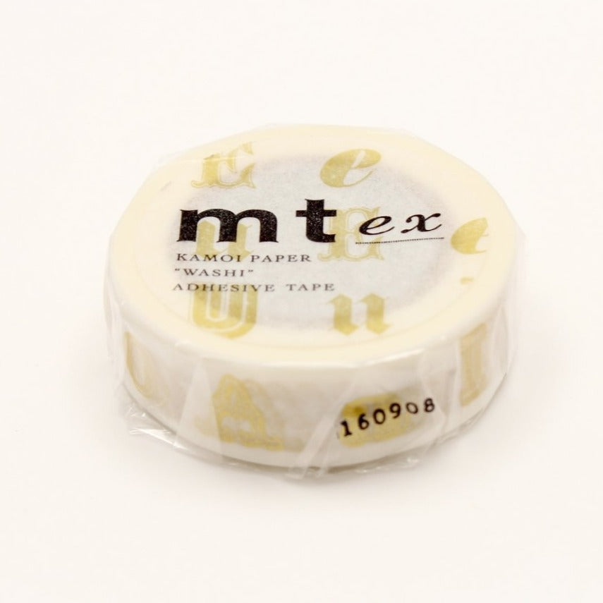 MT EX Washi Tape Vowel Gold, MT Tape, Washi Tape, mt-ex-vowel-gold-washi-tape-mtex1p47, dc, For Crafters, Metallic, MT EX, Qty, washi tape, Cityluxe