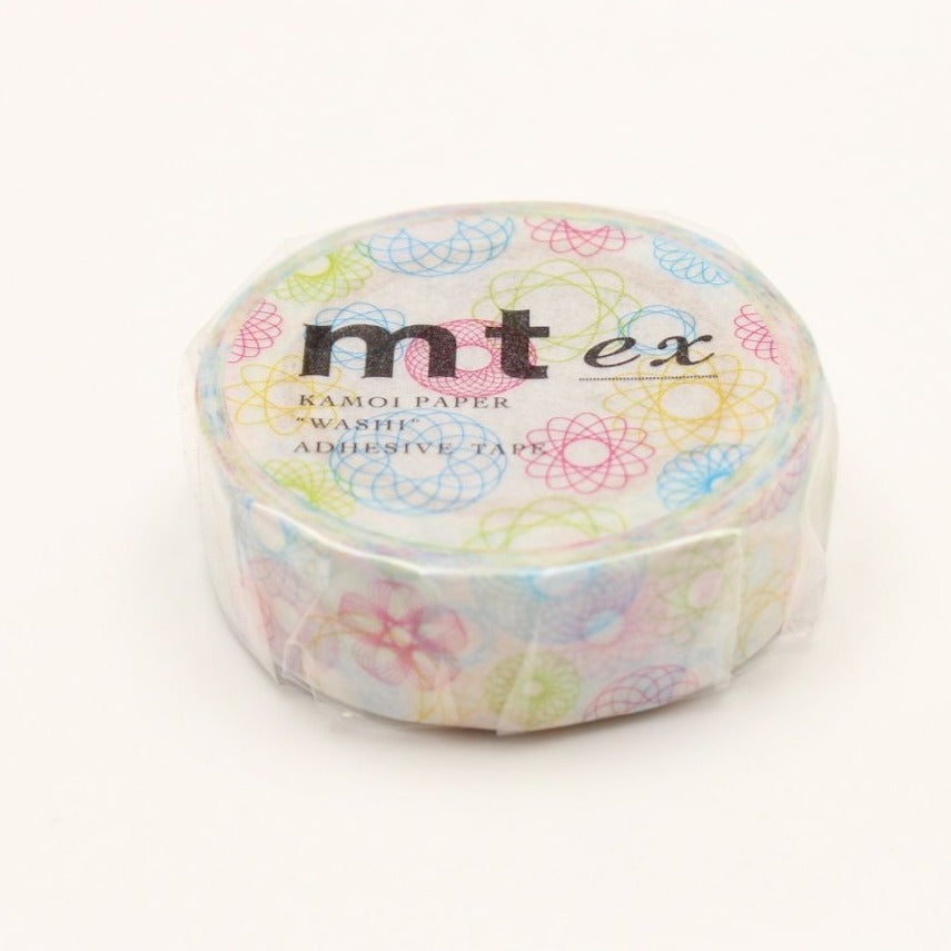 MT EX Washi Tape Spirograph, MT Tape, Washi Tape, mt-ex-spirograph-washi-tape-mtex1p110, blue, For Crafters, Green, MT EX, Red, washi tape, Yellow, Cityluxe