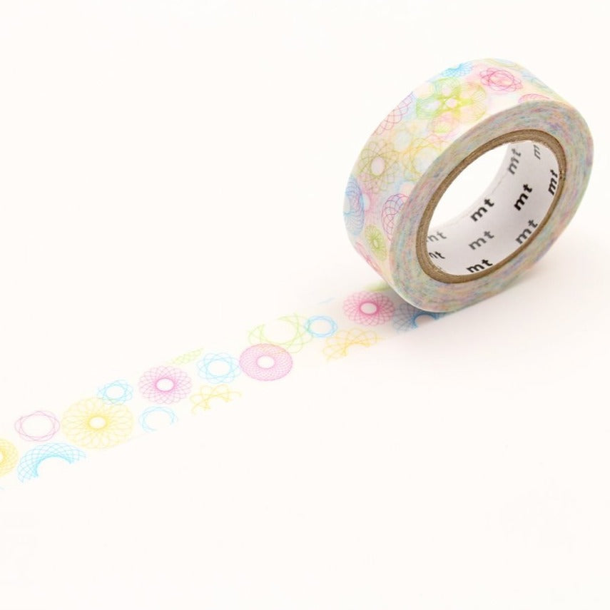 MT EX Washi Tape Spirograph, MT Tape, Washi Tape, mt-ex-spirograph-washi-tape-mtex1p110, blue, For Crafters, Green, MT EX, Red, washi tape, Yellow, Cityluxe