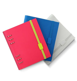 Filofax Clipbook Saffiano Fluoro A5 Elastic Closure, FILOFAX, Notebook Closure, filofax-clipbook-saffiano-fluoro-a5-elastic-closure, Blue, Red, Ruled, Yellow, Cityluxe