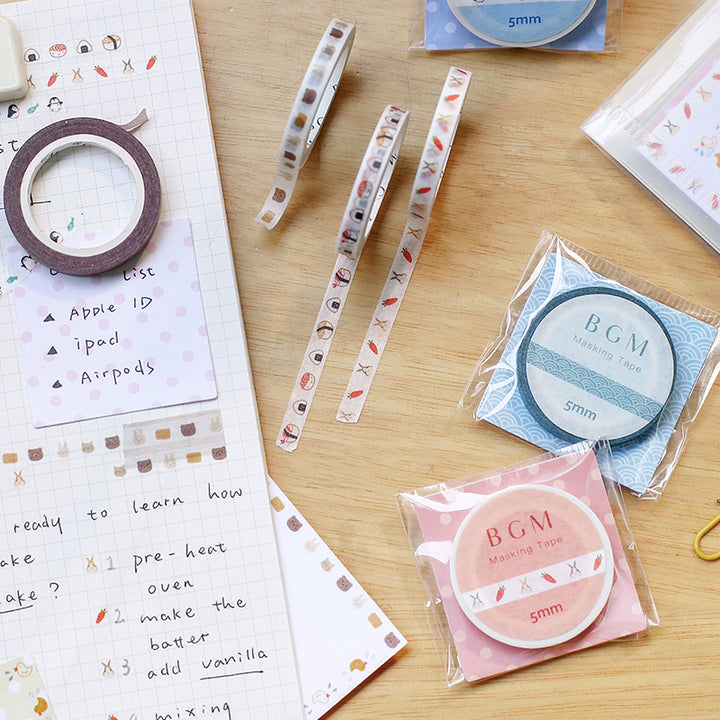 BGM Rabbit And Carrot Washi Tape — roll side