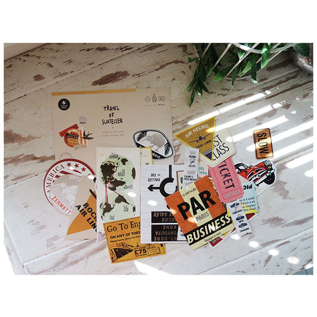 Suatelier Travel Luggage Sticker Pack - Vintage Label