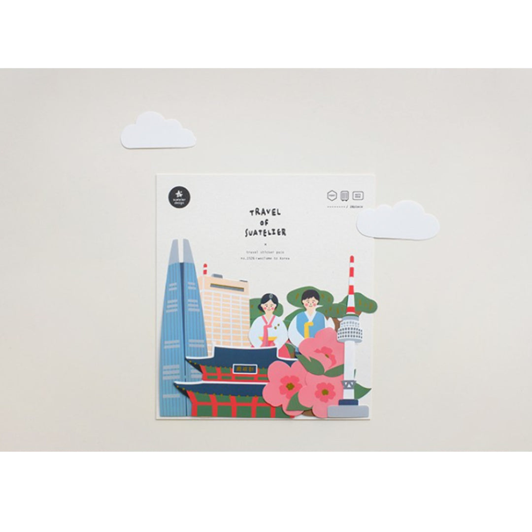 Suatelier Travel Luggage Sticker Pack - Welcome To Korea — with packaging