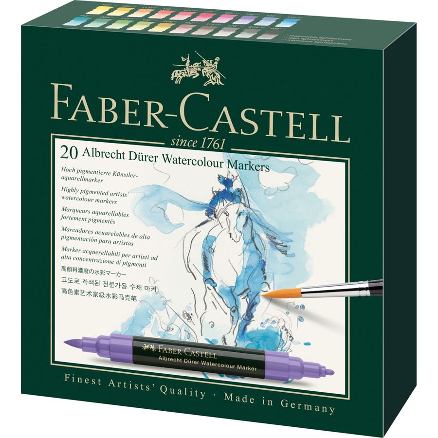 Faber-Castell Albrecht Dürer Watercolour Marker Gift Set of 20, Faber-Castell, Marker, faber-castell-albrecht-durer-watercolour-marker-gift-set-of-20, , Cityluxe