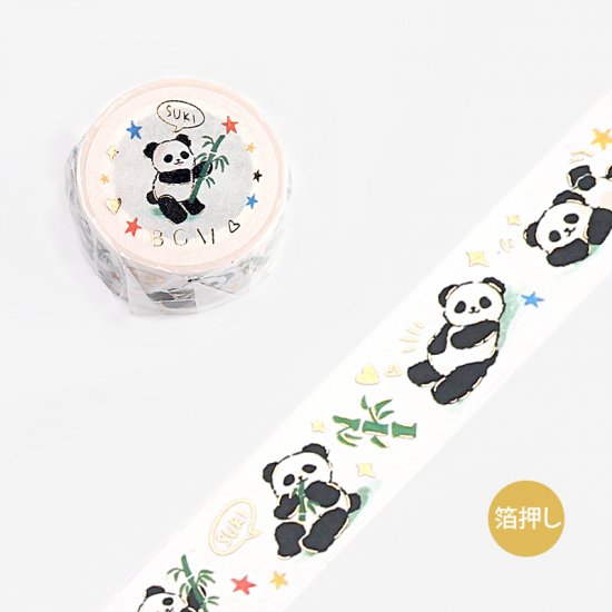 BGM Panda And Bamboo Washi Tape — roll front