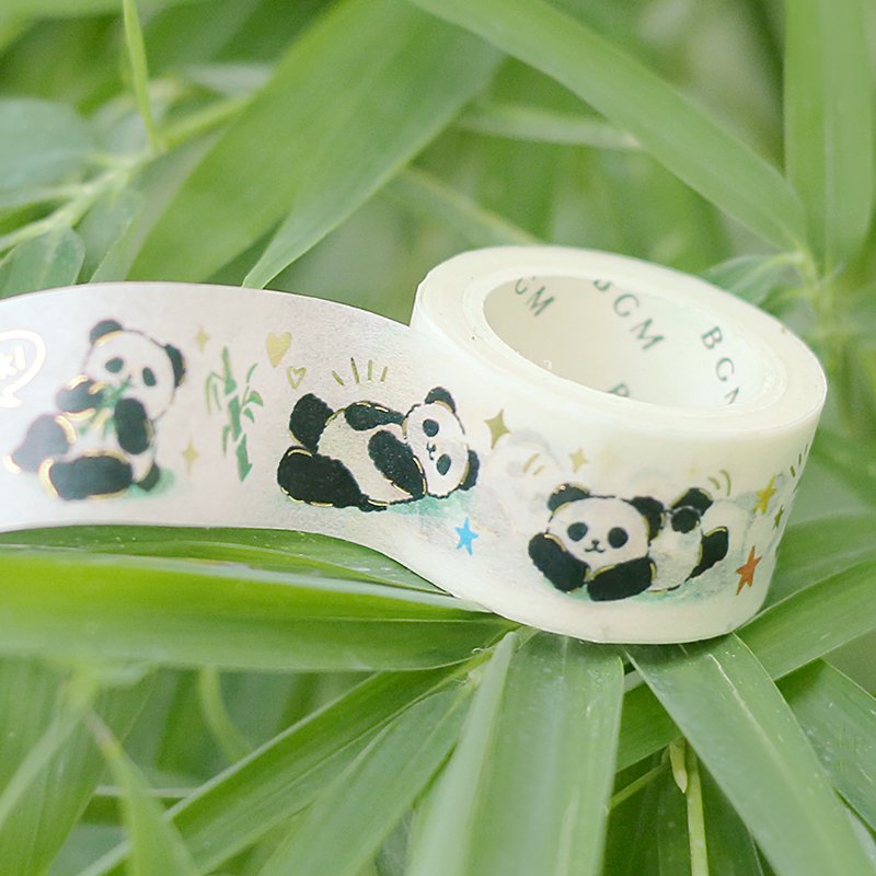 BGM Panda And Bamboo Washi Tape — with packaging