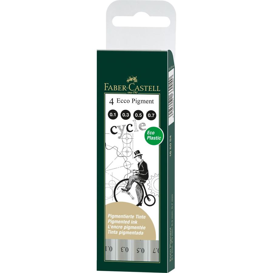 Faber-Castell Fineliner Ecco Pigment Black Set of4 (0.1/0.3/0.5/0.7mm), Faber-Castell, Ink Pen, faber-castell-fineliner-ecco-pigment-black-set-of4-0-1-0-3-0-5-0-7mm, Drawing, Cityluxe