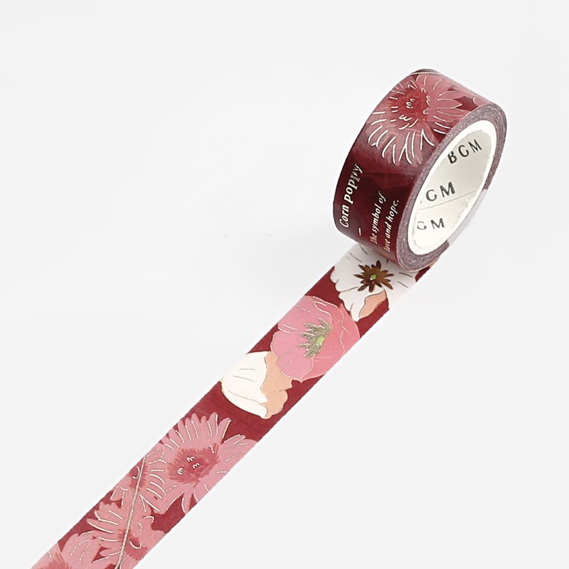 BGM Blossom Maroon Masking Tape — pattern detail