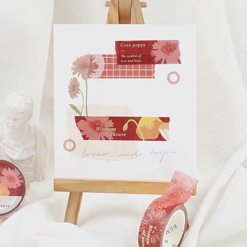 BGM Blossom Maroon Masking Tape — with packaging