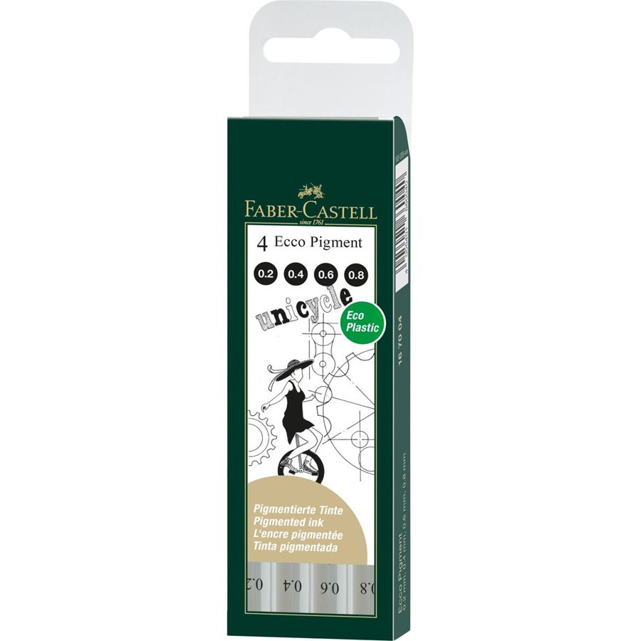 Faber-Castell Fineliner Ecco Pigment Black Set of 4 (0.2/0.4/0.6/0.8mm), Faber-Castell, Ink Pen, faber-castell-fineliner-ecco-pigment-black-set-of-4-0-2-0-4-0-6-0-8mm, Drawing, Cityluxe