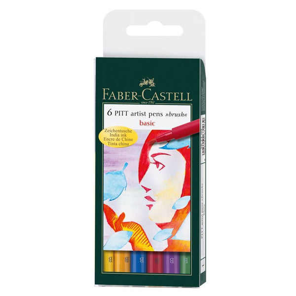 Load image into Gallery viewer, Faber-Castell PITT Artist Brush Pen Set of 6 (Basic Colour), Faber-Castell, Brush Pen, faber-castell-pitt-artist-brush-pen-set-of-6-basic-colour, , Cityluxe
