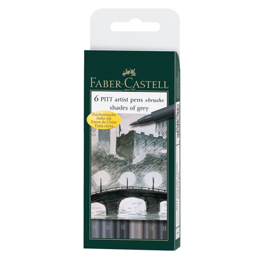 Faber-Castell PITT Artist Brush Pen Set of 6 (Shade of Grey), Faber-Castell, Brush Pen, faber-castell-pitt-artist-brush-pen-set-of-6-shade-of-grey, , Cityluxe
