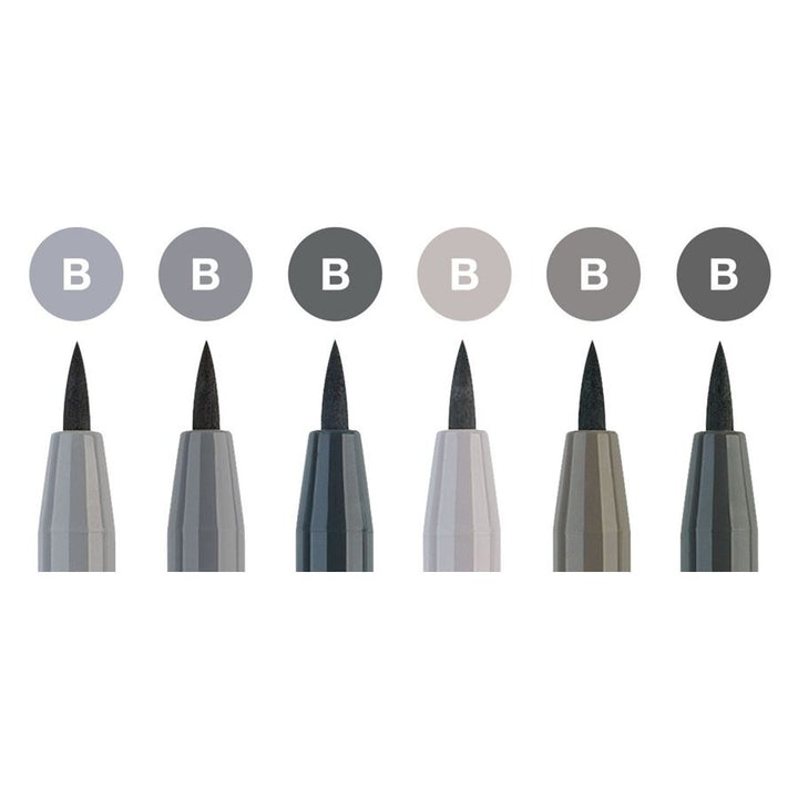 Faber-Castell PITT Artist Brush Pen Set of 6 (Shade of Grey) — side view
