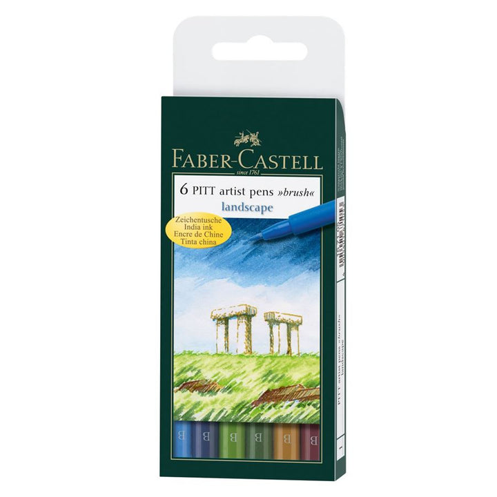 Faber-Castell PITT Artist Brush Pen Set of 6 (Landscape Colour) — front view