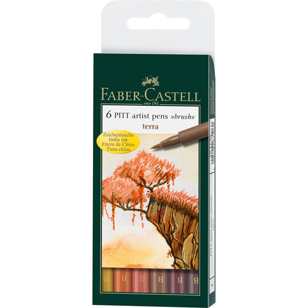 Load image into Gallery viewer, Faber-Castell PITT Artist Brush Pen Set of 6 (Terra Colour), Faber-Castell, Brush Pen, faber-castell-pitt-artist-brush-pen-set-of-6-terra-colour, , Cityluxe
