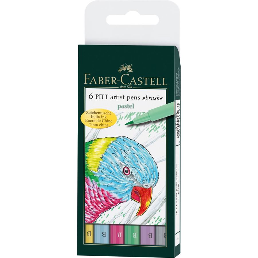 Faber-Castell PITT Artist Pen Brush Pen Set of 6 (Pastel), Faber-Castell, Brush Pen, faber-castell-pitt-artist-pen-brush-pen-set-of-6-pastel, , Cityluxe