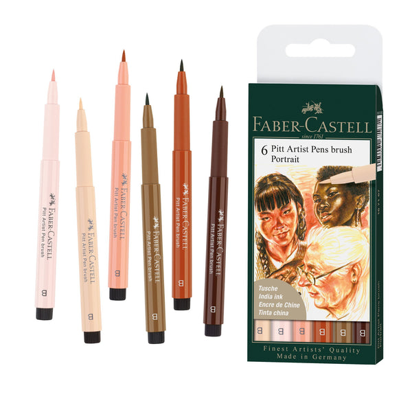 Load image into Gallery viewer, Faber-Castell PITT Artist Pen Brush Pen Set of 6 (Portrait), Faber-Castell, Brush Pen, faber-castell-pitt-artist-pen-brush-pen-set-of-6-portrait, Drawing, Cityluxe
