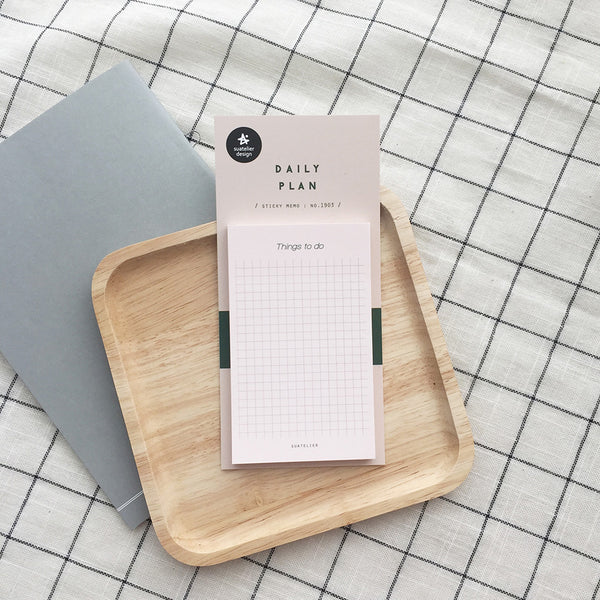 Suatelier Daily Plan Sticky Memo - Brown — front view