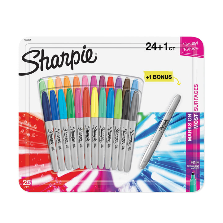 Sharpie Fine Colour Burst Set of 24 with Metallic Silver — front view