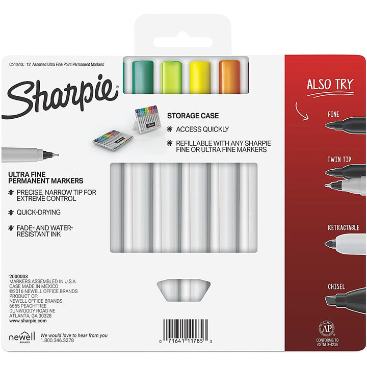 Sharpie® Ultra-Fine Marker Pack of 12 with Case, Sharpie, Marker, sharpie-ultra-fine-marker-pack-of-12-with-case, Multicolour, Cityluxe