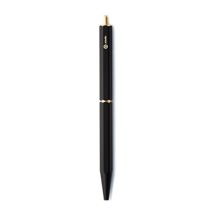 Ystudio Brassing Portable Ballpoint Pen Black — uncapped with cap posted